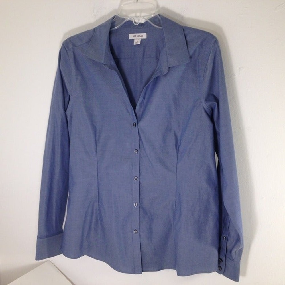 Red House Women's Long Sleeve Collar Pinpoint Oxford Non Iron Shirt RH250 Sz L